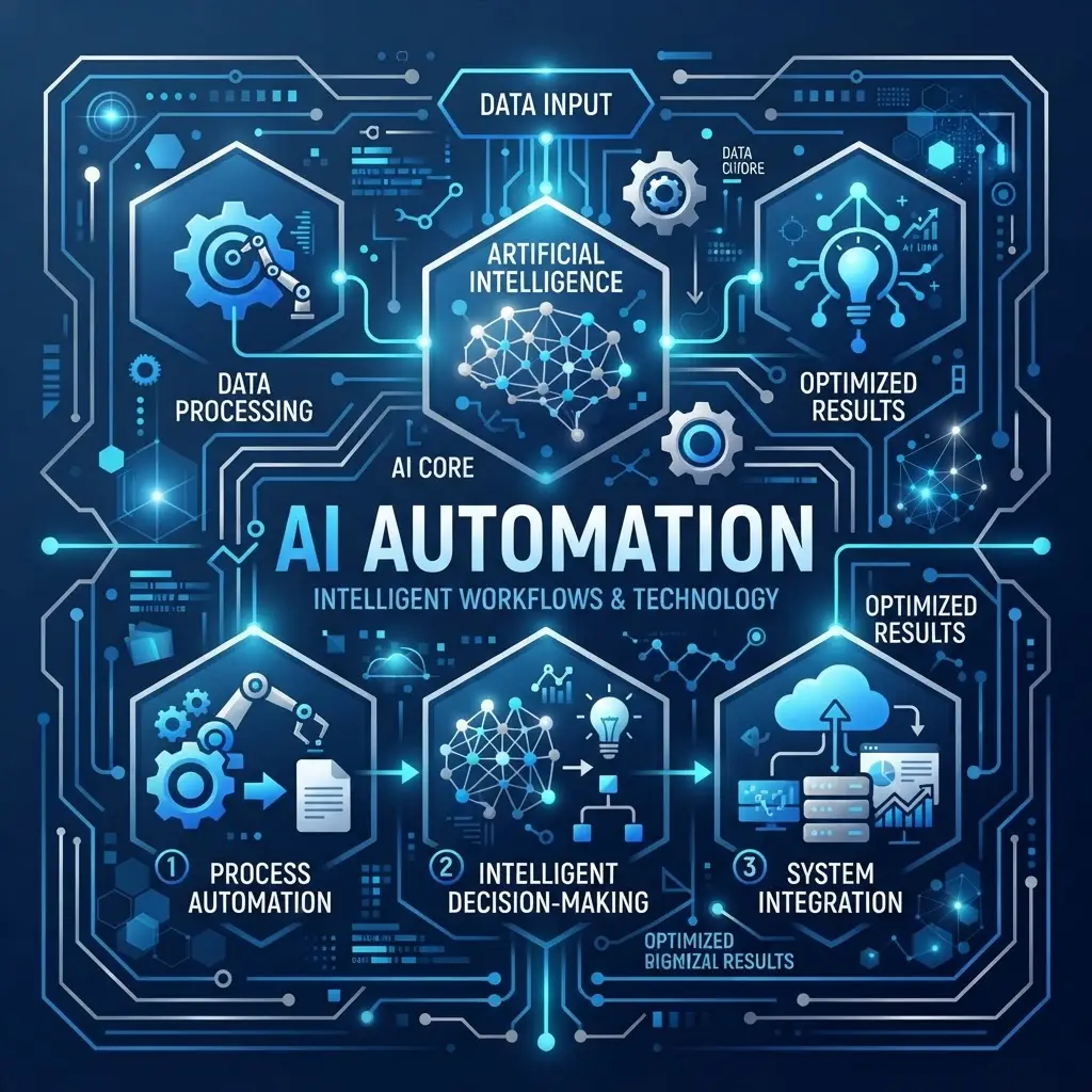 AI Automation infographic with tech blend