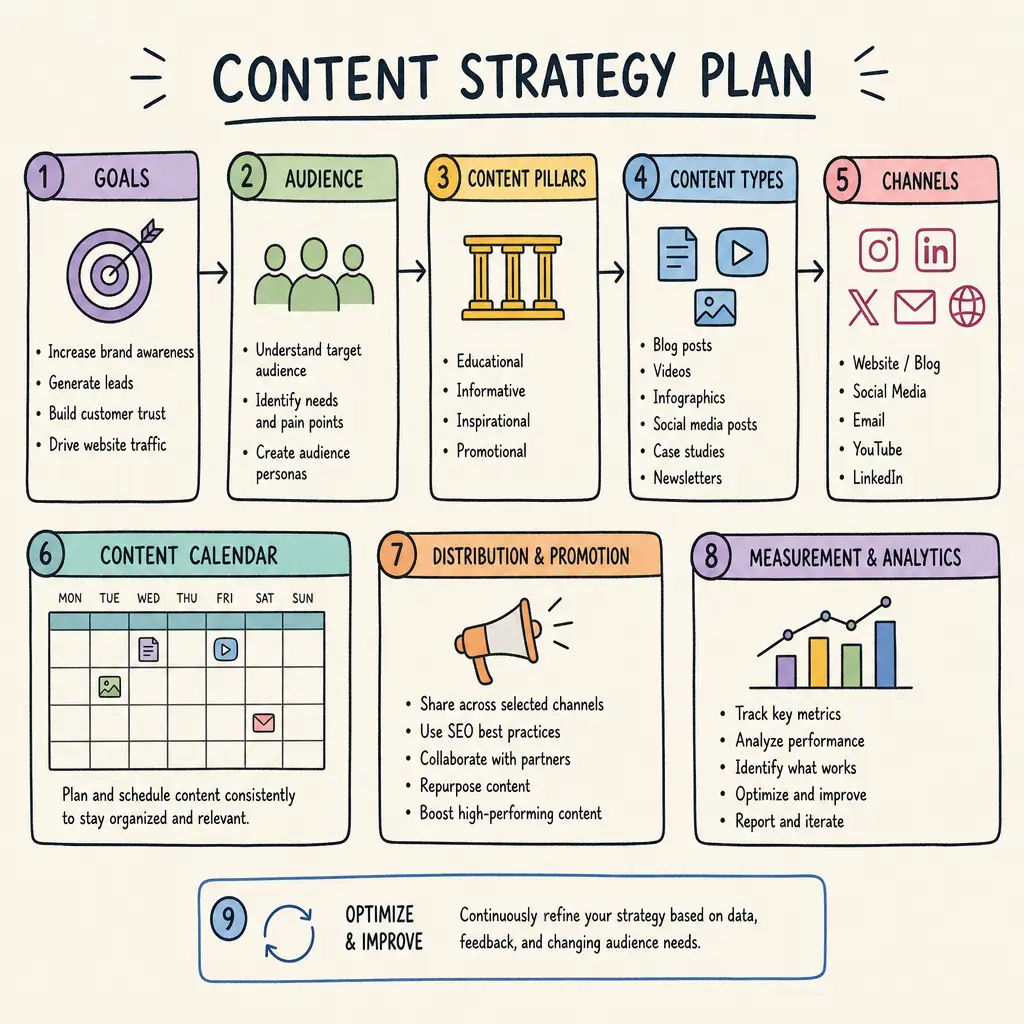 ff0cc435-6b66-4e1b-b4a1-61d97f0c081d | Involve Digital Marketing Illustration of a well-organized content strategy plan